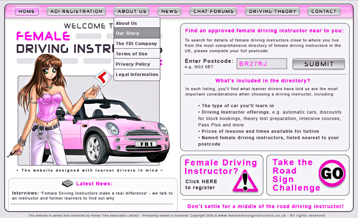 anime driving instructors site screen shot